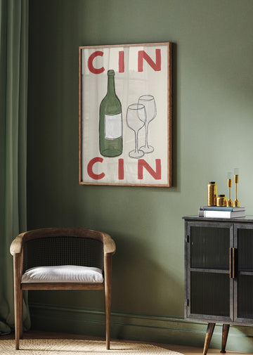 Cin Cin Wine Toast | Poster - Room Interior 2
