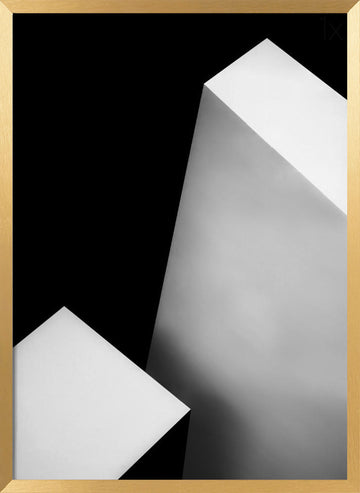 Stark White Geometry | Poster - Gold Frame Interior