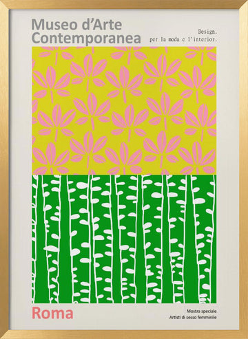 Pink Leaves Green Trees | Poster - Gold Frame Interior