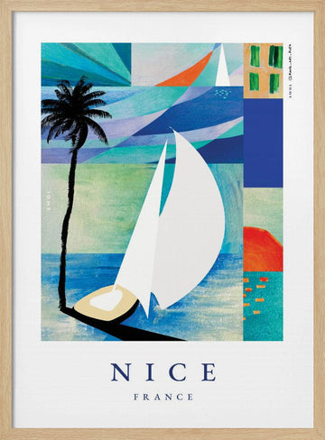 Summer Sailboat Beach | Poster - Wood Frame Interior