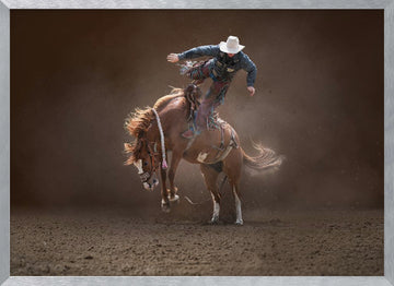 Bucking Rodeo Cowboy | Poster - Silver Frame Interior