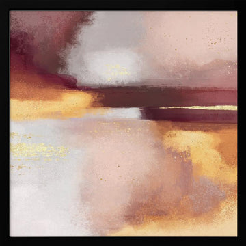 Golden Blush Abstract | Poster - Black Metal Frame Interior
