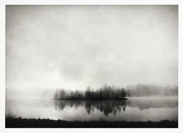 Misty Island Reflection | Poster - White Frame Interior