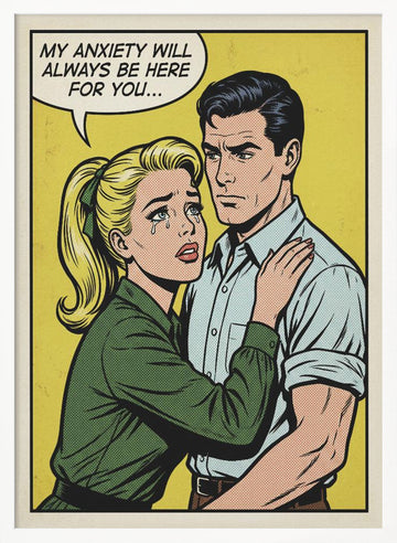 Crying Woman Anxiety Pop Art | Poster - White Frame Interior
