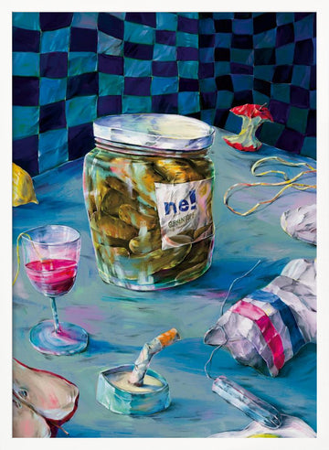 Messy Kitchen Table Still Life | Poster - White Frame Interior