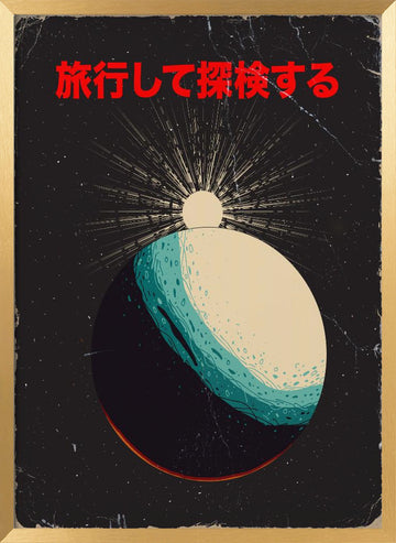Retro Cosmic Sunrise | Poster - Gold Frame Interior