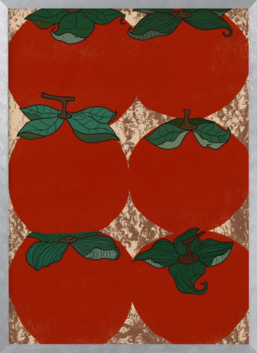 Red Persimmon Harvest | Poster - Silver Frame Interior