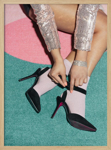 Stylish Heels and Socks | Poster - Wood Frame Interior