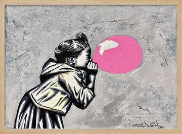 Urban Bubblegum Girl | Poster - Wood Frame Interior