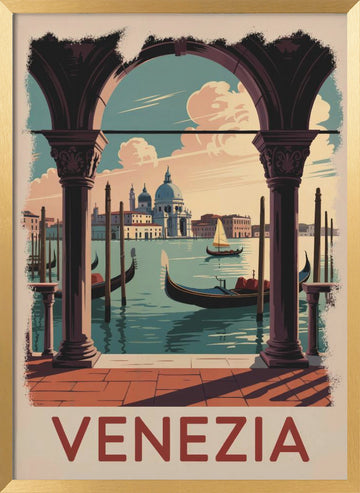 Vintage Venice Grand Canal View | Poster - Gold Frame Interior