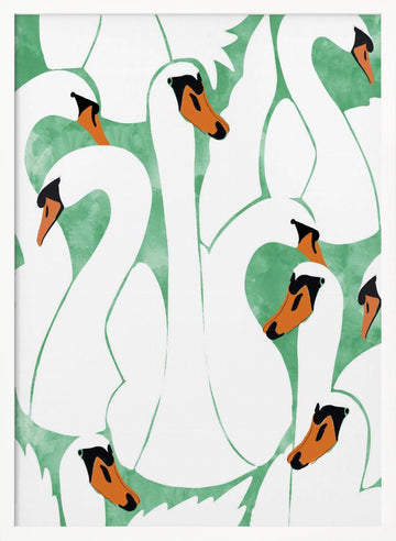 Graceful Swan Pattern | Poster - White Frame Interior