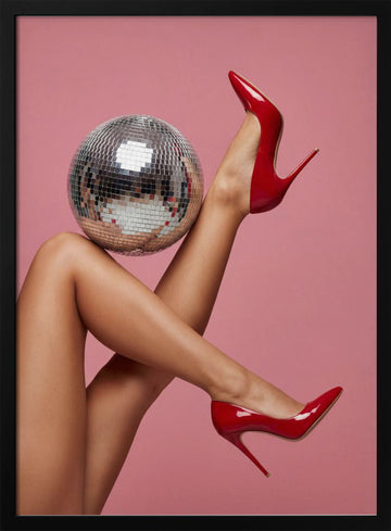 Red Heels Disco Glamour | Poster - Black Metal Frame Interior
