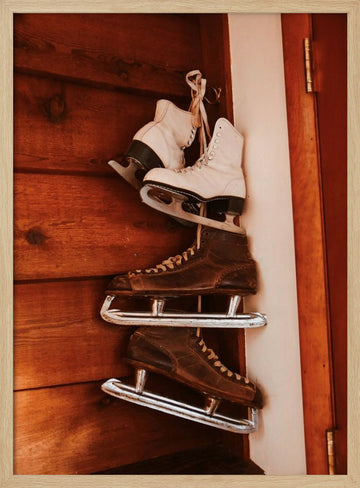 Rustic Ice Skates Display | Poster - Wood Frame Interior