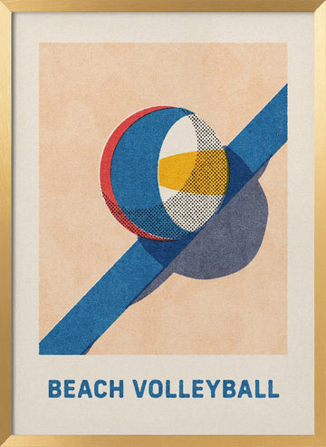 Sunny Beach Volleyball | Poster - Gold Frame Interior