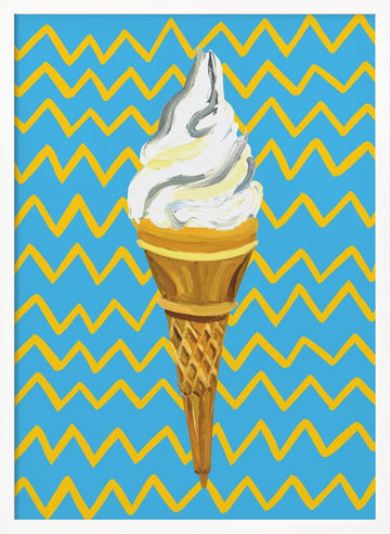 Vibrant Ice Cream Cone | Poster - White Frame Interior