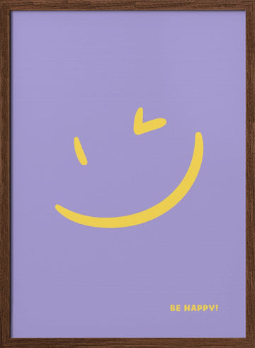 Be Happy Smile | Poster - Walnut Frame Interior