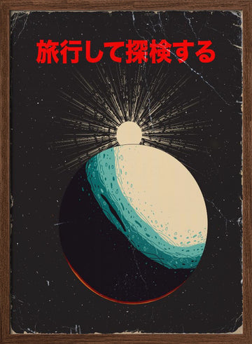Retro Cosmic Sunrise | Poster - Walnut Frame Interior