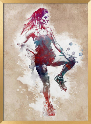 Dynamic Fitness Woman | Poster - Gold Frame Interior