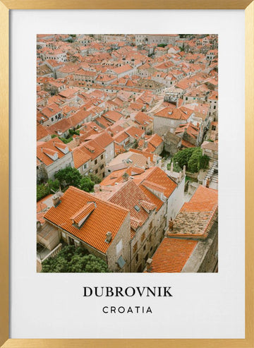 Roofs of Dubrovnik Travel Poster | Poster - Gold Frame Interior