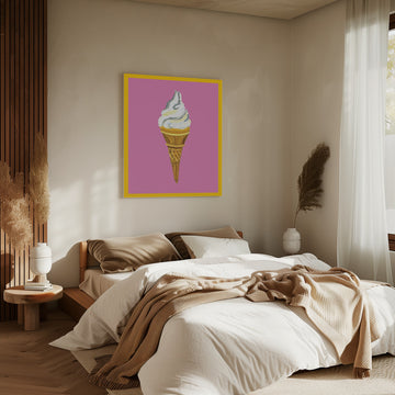Pink Ice Cream Cone | Canvas - Room Interior 2