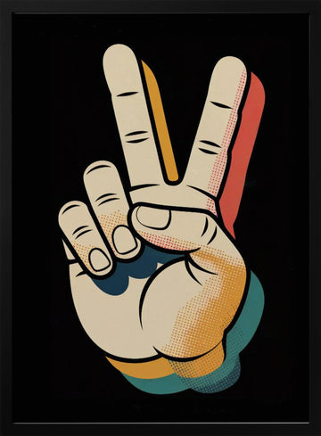 Retro Peace Sign | Poster - Black Metal Frame Interior
