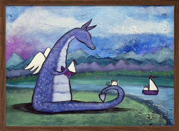 Whimsical Dragon And Friends | Poster - Walnut Frame Interior
