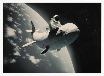 Cosmic Whale Ride | Poster - White Frame Interior