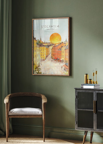 Stockholm Gamla Stan Sunset | Poster - Room Interior 2