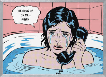 Crying In Bathtub | Poster - Silver Frame Interior