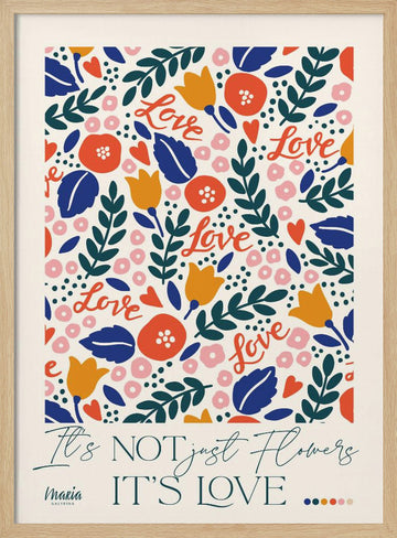 Floral Love Pattern | Poster - Wood Frame Interior