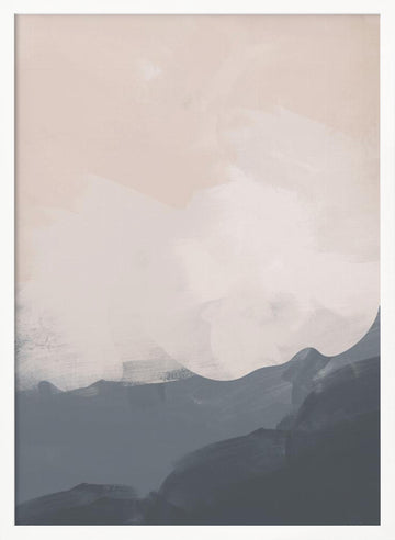 Misty Mountain Abstract | Poster - White Frame Interior