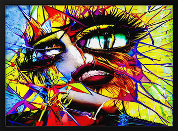 Vibrant Shattered Woman | Poster - Black Metal Frame Interior