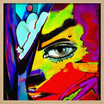 Vibrant Abstract Face | Poster - Wood Frame Interior