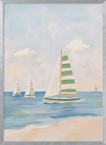 Summer Sailboat Serenity | Poster - Silver Frame Interior