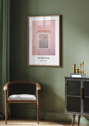 Pink Dubrovnik Croatia travel poster | Poster - Room Interior 2