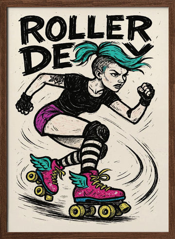Rebel Roller Skater | Poster - Walnut Frame Interior