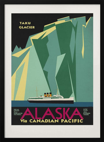 Alaska Via Canadian Pacific. Taku Glacier | Poster - Black Metal Frame Interior