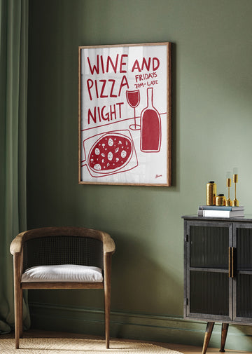 Wine and Pizza | Poster - Room Interior 2