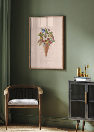 Floral Ice Cream Cone | Poster - Room Interior 2