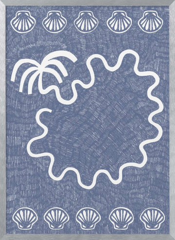 Wavy Tropical Island | Poster - Silver Frame Interior