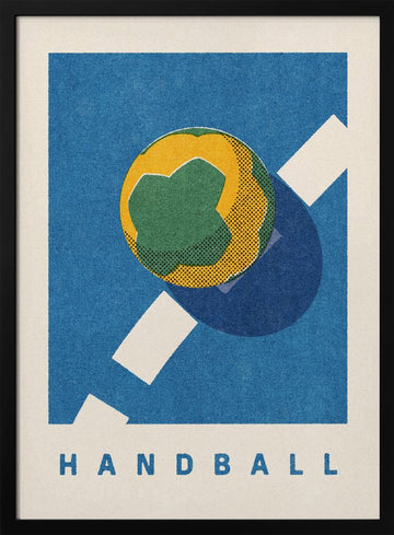 Retro Handball Action | Poster - Black Metal Frame Interior