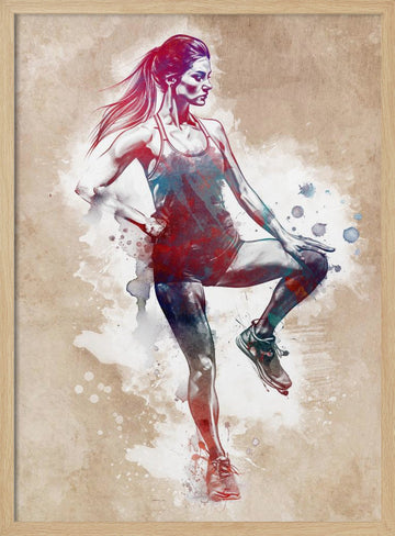Dynamic Fitness Woman | Poster - Wood Frame Interior