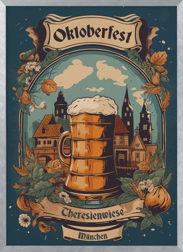 Oktoberfest Beer Stein Munich | Poster - Silver Frame Interior