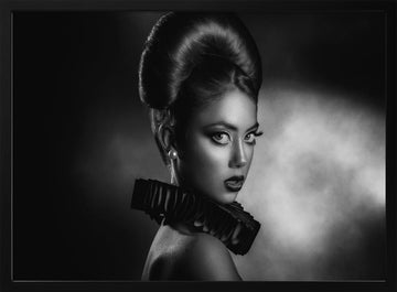 Sophisticated Noir Portrait | Poster - Black Metal Frame Interior