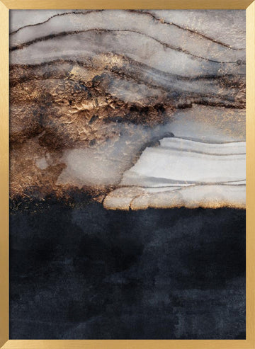 Golden Fluid Abstract | Poster - Gold Frame Interior