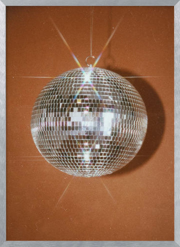 Sparkling Disco Ball | Poster - Silver Frame Interior