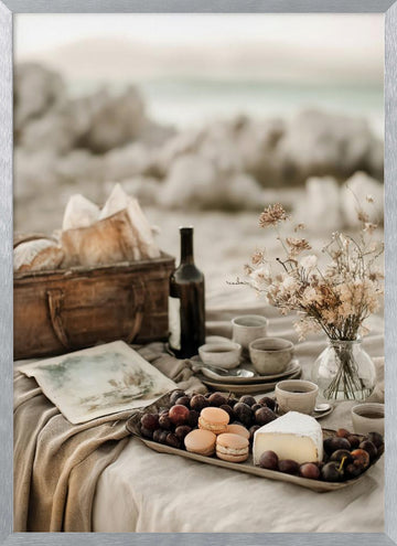 Elegant Coastal Picnic | Poster - Silver Frame Interior