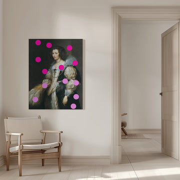 Elegant Lady with Pink Dots | Canvas - Room Interior 1