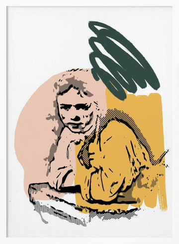 Pensive Woman Portrait | Poster - White Frame Interior