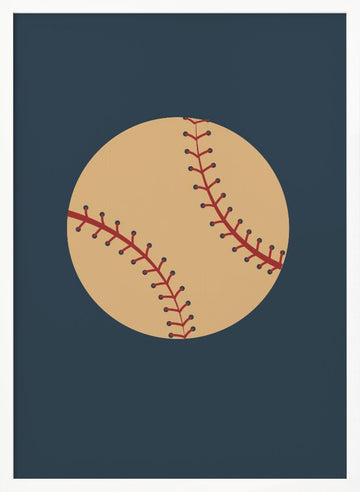 Red Stitched Baseball | Poster - White Frame Interior